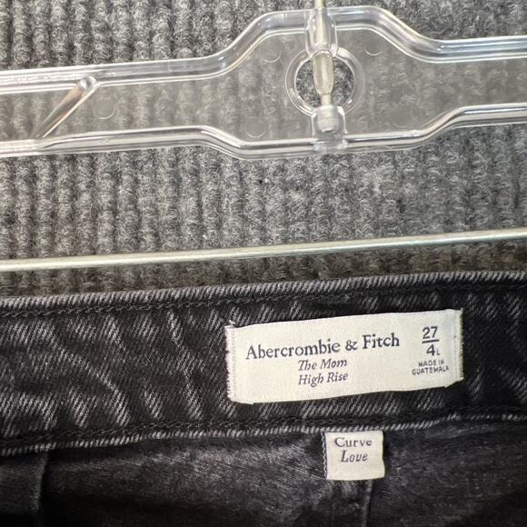 Abercrombie & Fitch Womens The Mom High Rise Jeans Size 27 Black Denim Frayed - Picture 6 of 10